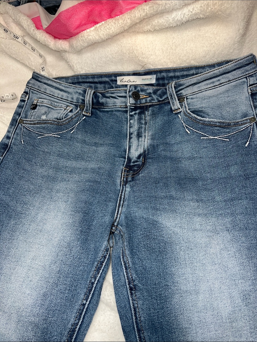 KanCan Women's Light Blue Straight Leg Jeans - Faded Wash